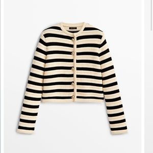 Massimo Dutti black striped cardigan with gold buttons size L - NWT - SOLD OUT